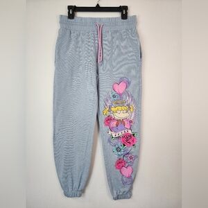 Nickelodeon Womens Powder Blue Joggers Angelica and Floral Design, sz MD